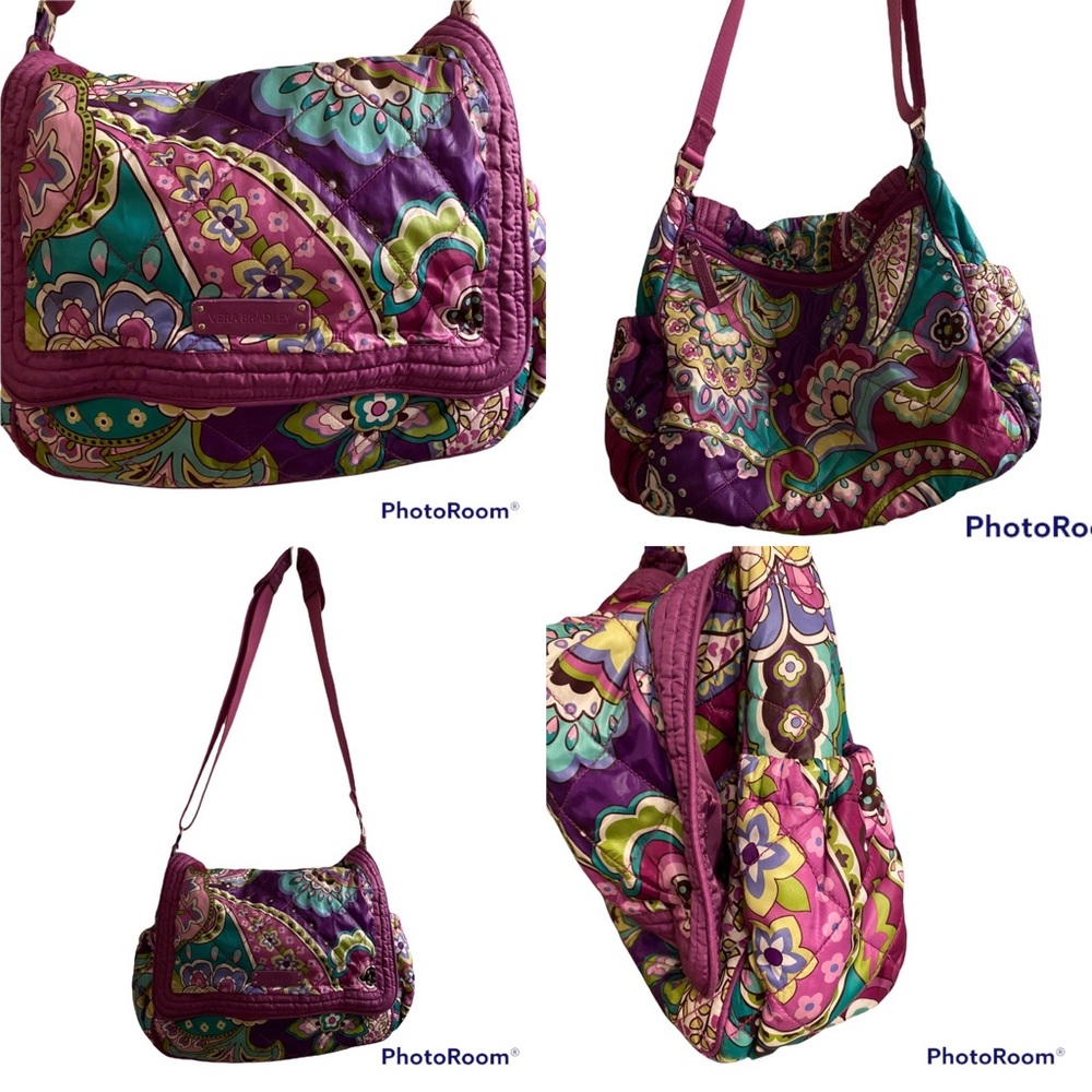 Vera Bradley Purple Teal Paisley Quilted Crossbody Shoulder Bag